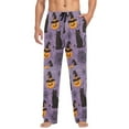 thumbnail image 1 of FORMRS Mens Pajama Pants with Pockets Sleepwear Lounge Bottoms Sizes S-2XL, Purple Halloween Black Cat, 1 of 7