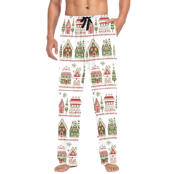 FORMRS Mens Pajama Pants with Pockets Sleepwear Lounge Bottoms Sizes S-2XL, Red Christmas House