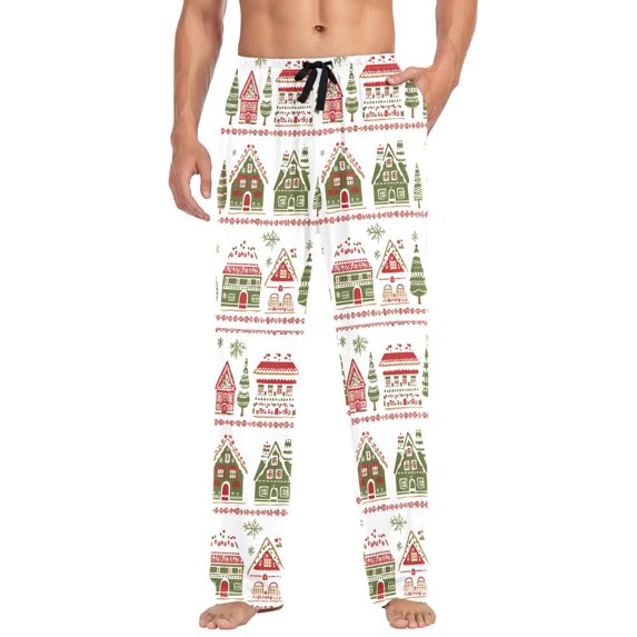 FORMRS Mens Pajama Pants with Pockets Sleepwear Lounge Bottoms Sizes S-2XL, Red Christmas House