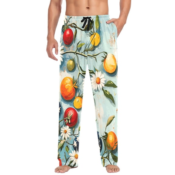 FORMRS Mens Pajama Pants with Pockets Sleepwear Lounge Bottoms Sizes S-2XL, Red Tomatoes