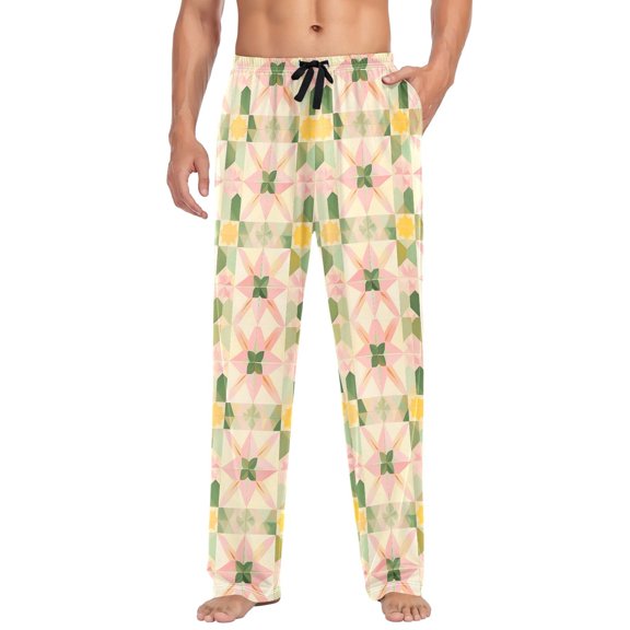 FORMRS Mens Pajama Pants with Pockets Sleepwear Lounge Bottoms Sizes S-2XL, Retro Pink Stars