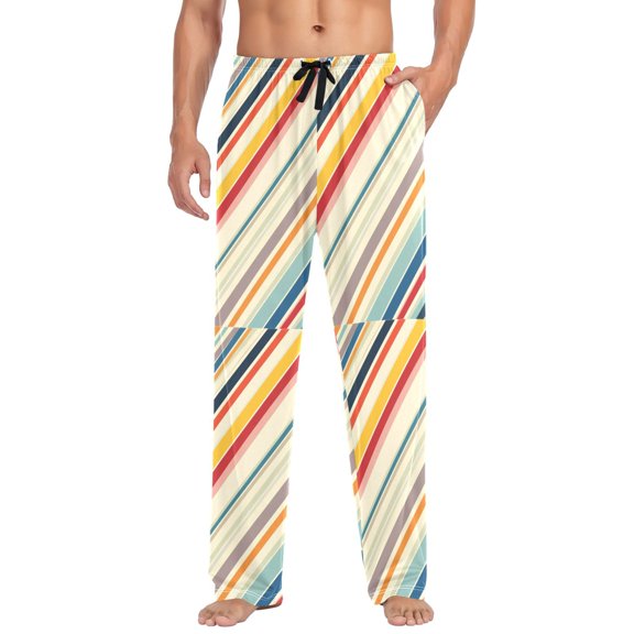 FORMRS Mens Pajama Pants with Pockets Sleepwear Lounge Bottoms Sizes S-2XL, Striped Pattern