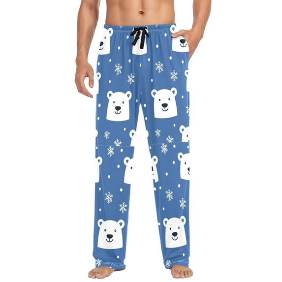 FORMRS Mens Pajama Pants with Pockets Sleepwear Lounge Bottoms Sizes S-2XL, White Polar Bear