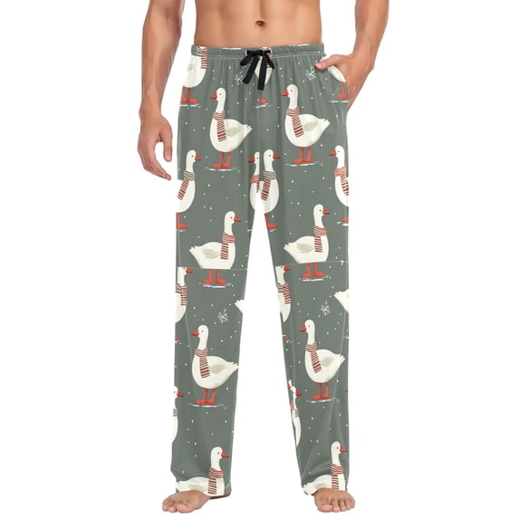 FORMRS Mens Pajama Pants with Pockets Soft Cotton Sleepwear Lounge Bottoms, Sizes S-2XL, Winter Goose