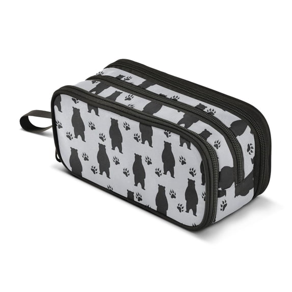FORMRS Pencil Case with 3 Compartments School Large Capacity Zipper Pen Pouch Stationery Organizer, Cartoon Bear Paws Pattern