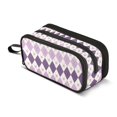 thumbnail image 1 of FORMRS Pencil Case with 3 Compartments School Large Capacity Zipper Pen Pouch Stationery Organizer, Purple Heart Plaid Pattern, 1 of 8