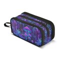 thumbnail image 1 of FORMRS Pencil Case with 3 Compartments School Large Capacity Zipper Pen Pouch Stationery Organizer, Purple Mushrooms Pattern, 1 of 8