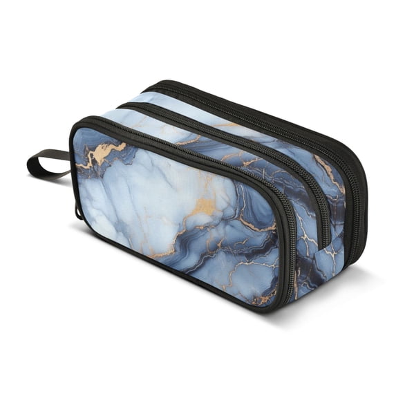 FORMRS Pencil Case with 3 Compartments Zipper Pouch, Elementary School Level and up, Abstract Marble Pattern