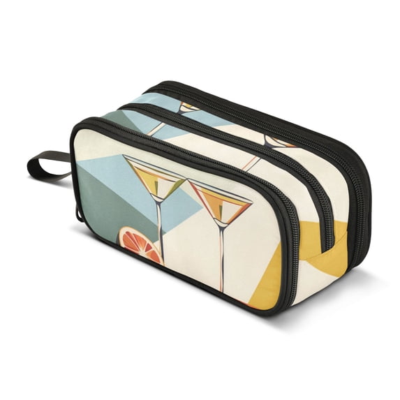 FORMRS Pencil Case with 3 Compartments Zipper Pouch, Elementary School Level and up, Beige Glasses