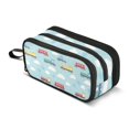thumbnail image 1 of FORMRS Pencil Case with 3 Compartments Zipper Pouch, Elementary School Level and up, Blue Trains Pattern, 1 of 8