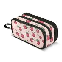 FORMRS Pencil Case with 3 Compartments Zipper Pouch, Elementary School Level and up, Cherries Pattern