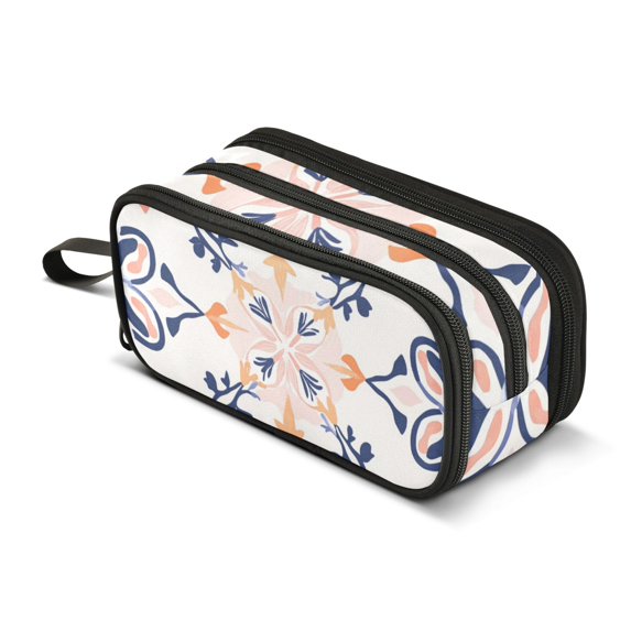 FORMRS Pencil Case with 3 Compartments Zipper Pouch, Elementary School Level and up, Colorful Abstract Pattern