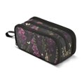 thumbnail image 1 of FORMRS Pencil Case with 3 Compartments Zipper Pouch, Elementary School Level and up, Dark Purple Floral Pattern, 1 of 8