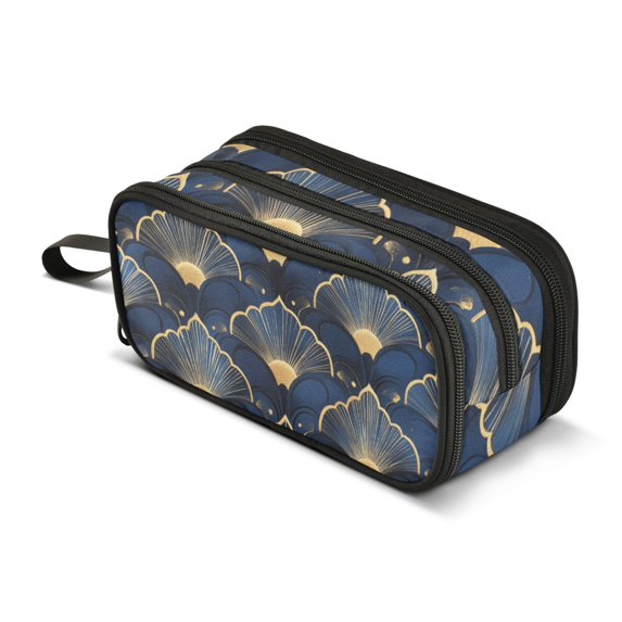 FORMRS Pencil Case with 3 Compartments Zipper Pouch, Elementary School Level and up, Elegance Art Pattern