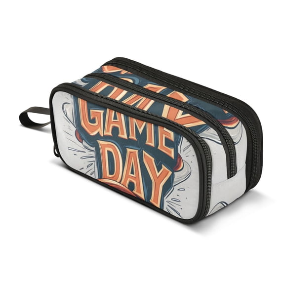 FORMRS Pencil Case with 3 Compartments Zipper Pouch, Elementary School Level and up, Game Day