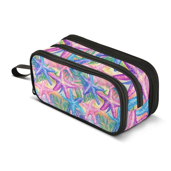 FORMRS Pencil Case with 3 Compartments Zipper Pouch, Elementary School Level and up, Gradient Starfish Pattern