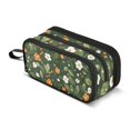 thumbnail image 1 of FORMRS Pencil Case with 3 Compartments Zipper Pouch, Elementary School Level and up, Green Flowers Pattern, 1 of 8