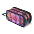 thumbnail image 1 of FORMRS Pencil Case with 3 Compartments Zipper Pouch, Elementary School Level and up, Large Purple Flowers, 1 of 8