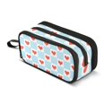 thumbnail image 1 of FORMRS Pencil Case with 3 Compartments Zipper Pouch, Elementary School Level and up, Light Blue Checkered Heart, 1 of 8
