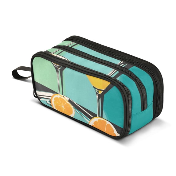 FORMRS Pencil Case with 3 Compartments Zipper Pouch, Elementary School Level and up, Orange Glasses