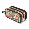 thumbnail image 1 of FORMRS Pencil Case with 3 Compartments Zipper Pouch, Elementary School Level and up, Orange Japanese Flowers Pattern, 1 of 8