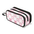 thumbnail image 1 of FORMRS Pencil Case with 3 Compartments Zipper Pouch, Elementary School Level and up, Pink Checkered Heart, 1 of 8