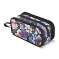 thumbnail image 1 of FORMRS Pencil Case with 3 Compartments Zipper Pouch, Elementary School Level and up, Pink and Purple Flowers, 1 of 8