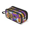 thumbnail image 1 of FORMRS Pencil Case with 3 Compartments Zipper Pouch, Elementary School Level and up, Purple Simple Triangles, 1 of 8