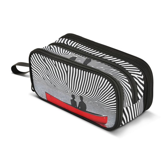 FORMRS Pencil Case with 3 Compartments Zipper Pouch, Elementary School Level and up, Red Boat