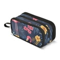 thumbnail image 1 of FORMRS Pencil Case with 3 Compartments Zipper Pouch, Elementary School Level and up, Red Floral Flamingo, 1 of 8