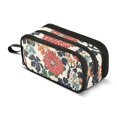 thumbnail image 1 of FORMRS Pencil Case with 3 Compartments Zipper Pouch, Elementary School Level and up, Red Flowers Pattern, 1 of 8