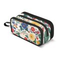 thumbnail image 1 of FORMRS Pencil Case with 3 Compartments Zipper Pouch, Elementary School Level and up, Red Japanese Floral Pattern, 1 of 8