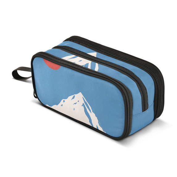 FORMRS Pencil Case with 3 Compartments Zipper Pouch, Elementary School Level and up, Snow Mountain