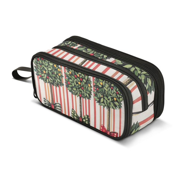 FORMRS Pencil Case with 3 Compartments Zipper Pouch, Elementary School Level and up, Stripes Trees