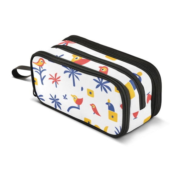 FORMRS Pencil Case with 3 Compartments Zipper Pouch, Elementary School Level and up, Tropical Rhythm
