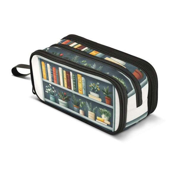 FORMRS Pencil Case with 3 Compartments Zipper Pouch, Elementary School Level and up, White Shelf