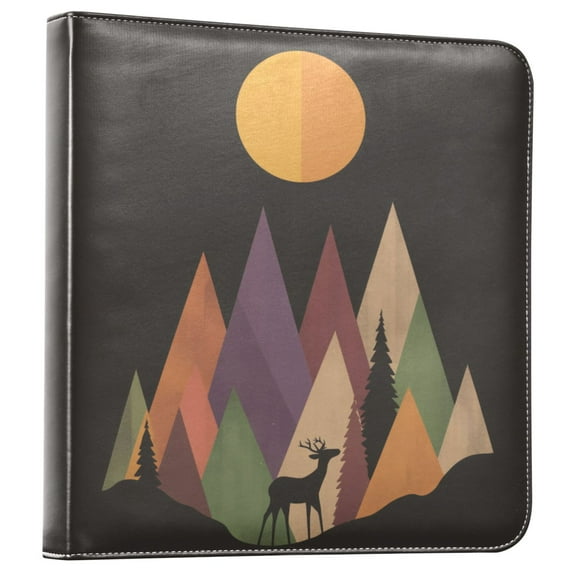 FORMRS 3 Ring Photo Album 4"x6" Self Adhesive Large Capacity PU Leather Cover, Abstract Mountain