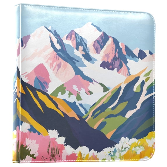 FORMRS 3 Ring Photo Album 4"x6" Self Adhesive Large Capacity PU Leather Cover, Abstract Mountain