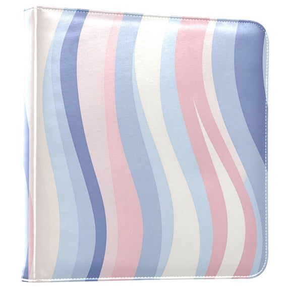 FORMRS 3 Ring Photo Album 4"x6" Self Adhesive Large Capacity PU Leather Cover, Abstract Pink