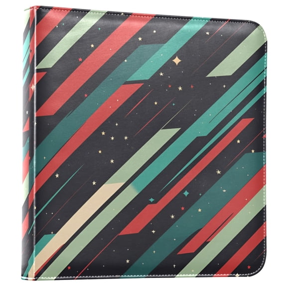 FORMRS 3 Ring Photo Album 4"x6" Self Adhesive Large Capacity PU Leather Cover, Abstract Stripes