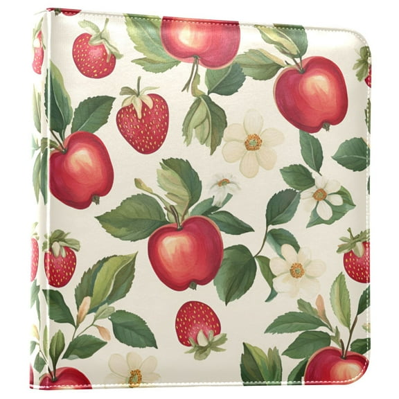 FORMRS 3 Ring Photo Album 4"x6" Self Adhesive Large Capacity PU Leather Cover, Apple Leaves Pattern