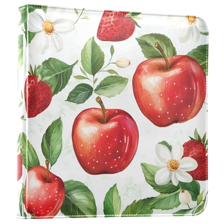 FORMRS 3 Ring Photo Album 4"x6" Self Adhesive Large Capacity PU Leather Cover, Apple Pattern