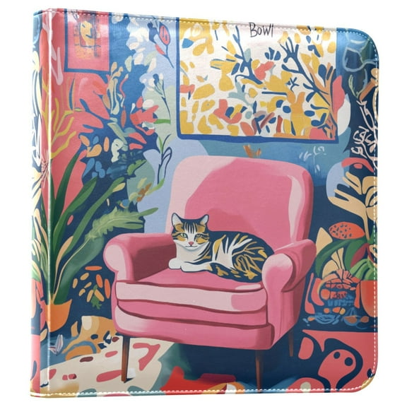 FORMRS 3 Ring Photo Album 4"x6" Self Adhesive Large Capacity PU Leather Cover, Art Cat