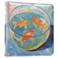 thumbnail image 1 of FORMRS 3 Ring Photo Album 4"x6" Self Adhesive Large Capacity PU Leather Cover, Art Goldfish, 1 of 8