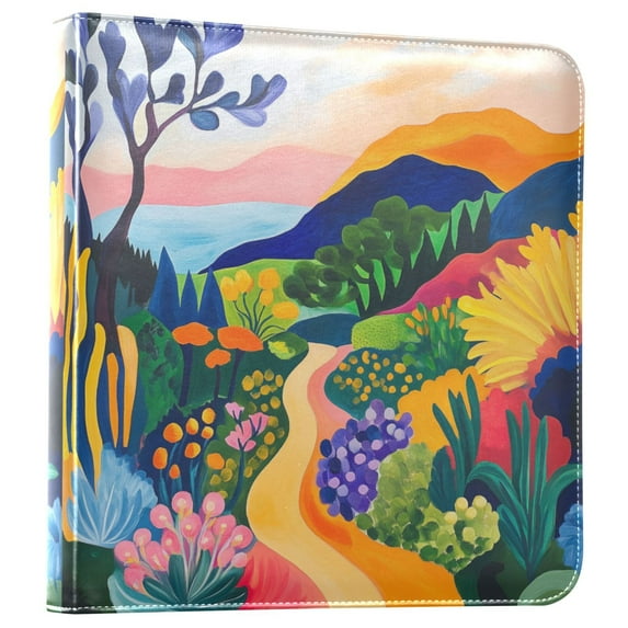 FORMRS 3 Ring Photo Album 4"x6" Self Adhesive Large Capacity PU Leather Cover, Art Path