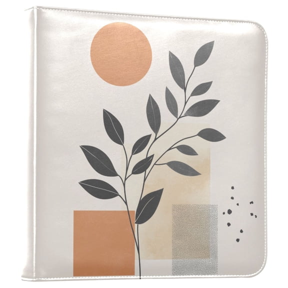 FORMRS 3 Ring Photo Album 4"x6" Self Adhesive Large Capacity PU Leather Cover, Art Plant and Sun