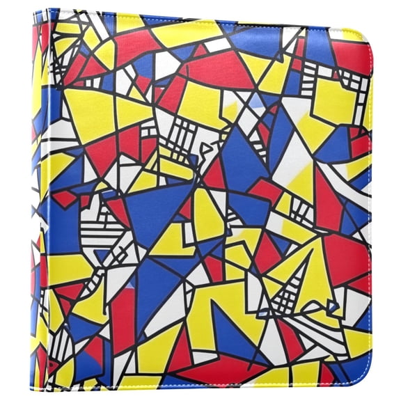 FORMRS 3 Ring Photo Album 4"x6" Self Adhesive Large Capacity PU Leather Cover, Art Triangles