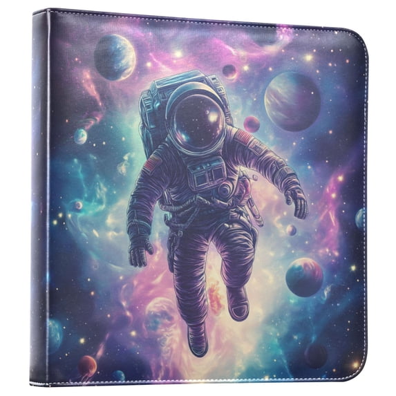 FORMRS 3 Ring Photo Album 4"x6" Self Adhesive Large Capacity PU Leather Cover, Astronaut Pattern