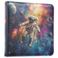 thumbnail image 1 of FORMRS 3 Ring Photo Album 4"x6" Self Adhesive Large Capacity PU Leather Cover, Astronaut in Space Pattern, 1 of 8