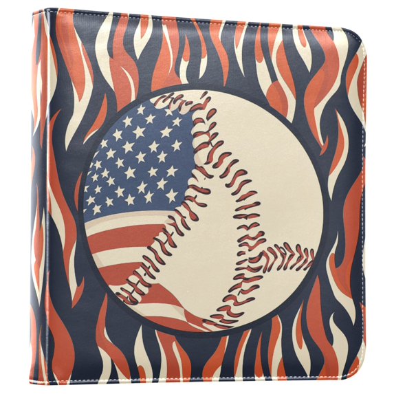 FORMRS 3 Ring Photo Album 4"x6" Self Adhesive Large Capacity PU Leather Cover, Baseball Pattern